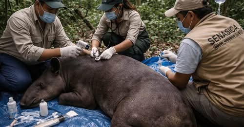 Detectan caso de tapir con miasis por gusano barrenador en Campeche